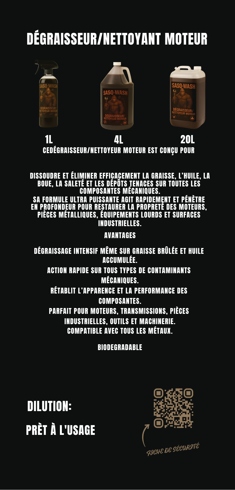 Dégraisseur/Nettoyant Moteur SASQ-WASH