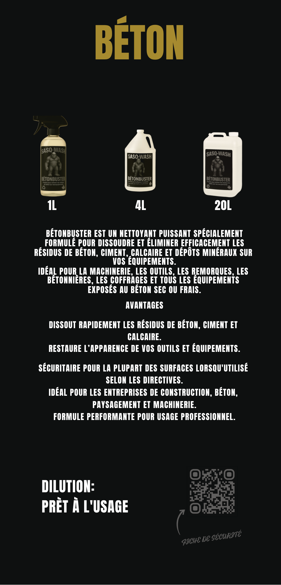 SASO-WASH BétonBuster – Nettoyant Dissolvant Béton, Ciment et Calcaire
