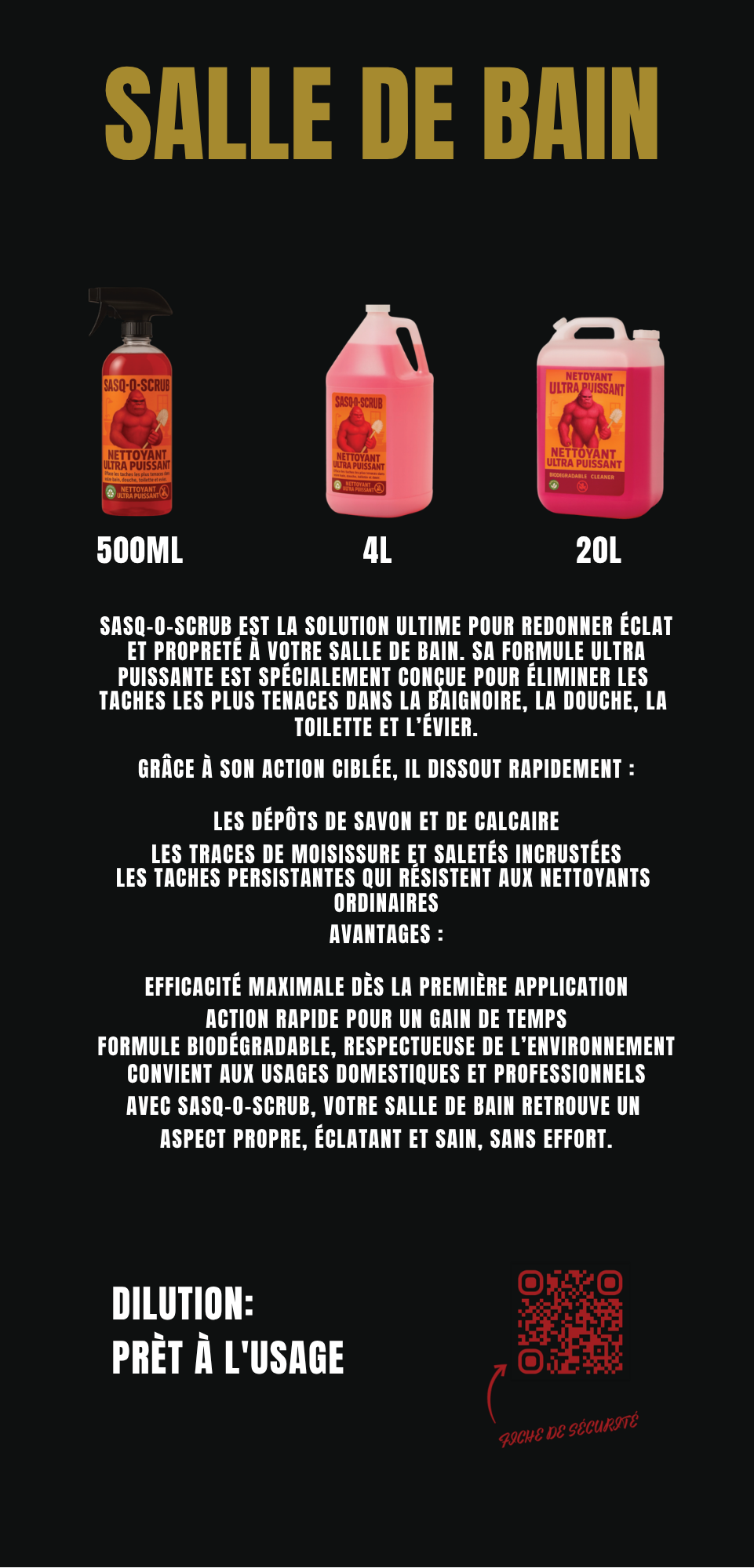 SASQ-O-SCRUB – Nettoyant Ultra Puissant Salle de Bain