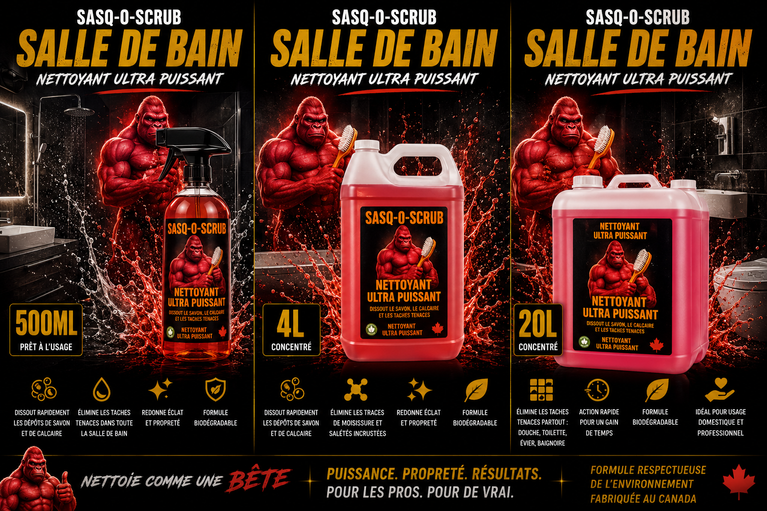 SASQ-O-SCRUB – Nettoyant Ultra Puissant Salle de Bain