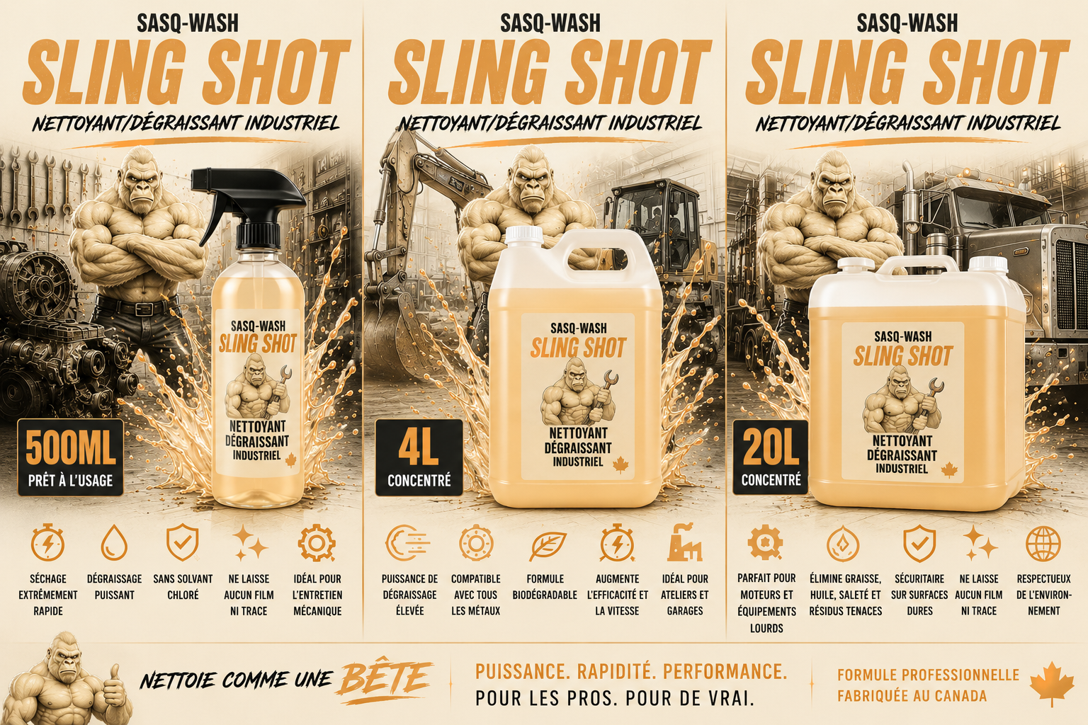 SASQ-WASH Sling Shot – Dégraisseur Industriel à Base d’Heptane